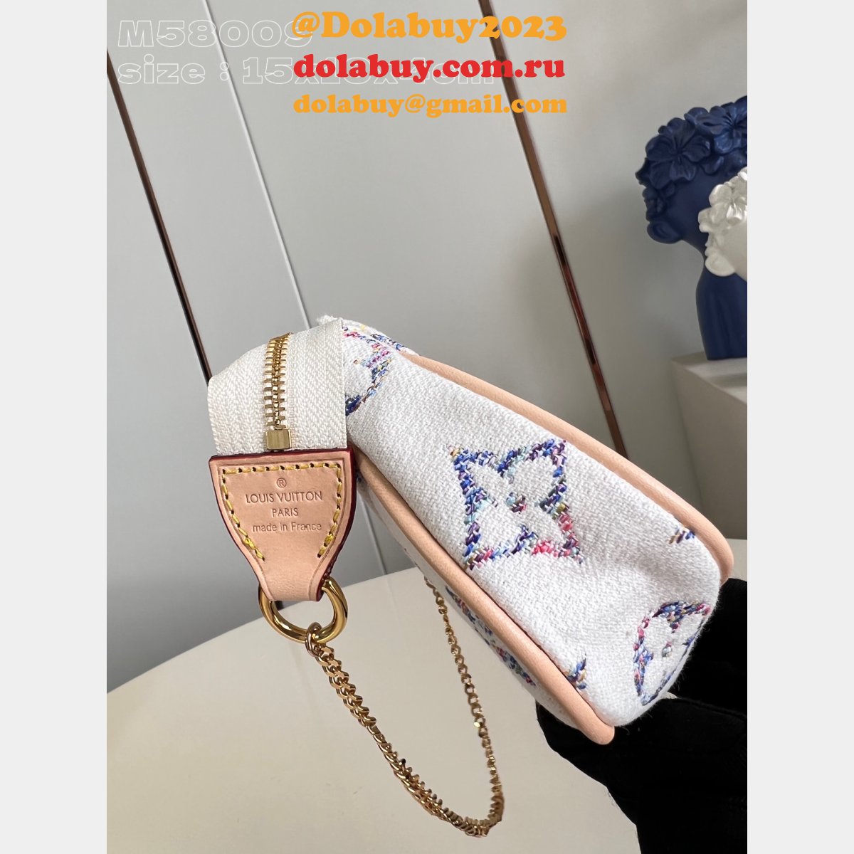 Louis Vuitton Inspired M83499 Wallet Multicolor White On Pochette Chain Ivy