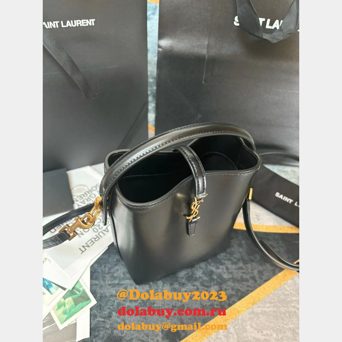 YSL Fake LE 37 AAA+ Hobo In Shiny 765870 Replica Saint Laurent Bag