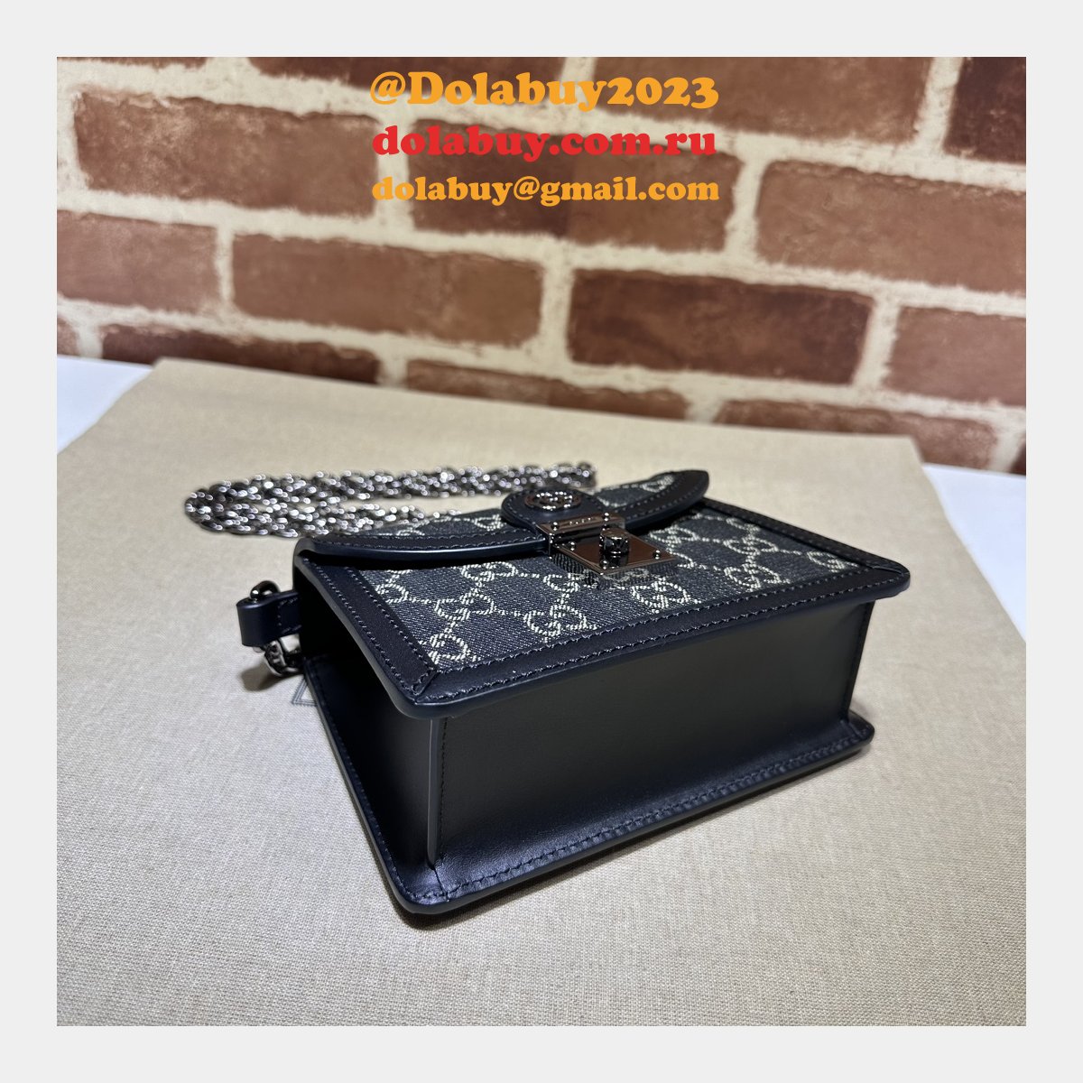 knockoff ophidia gg G*u*i black 696180 shoulder bag