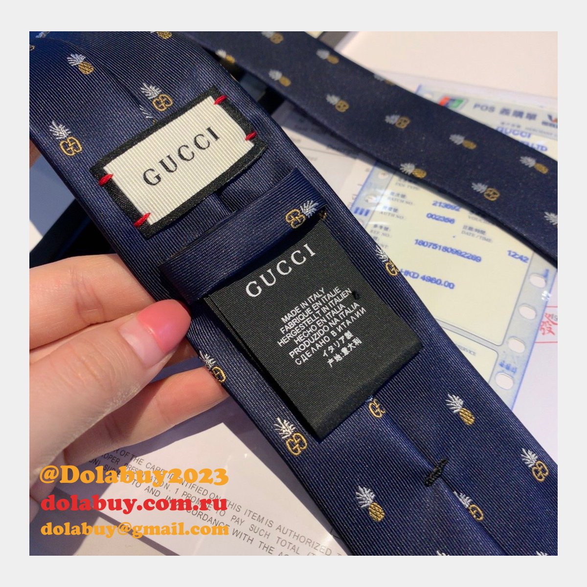 G*u*i pineapple and double gg pattern silk jacquard