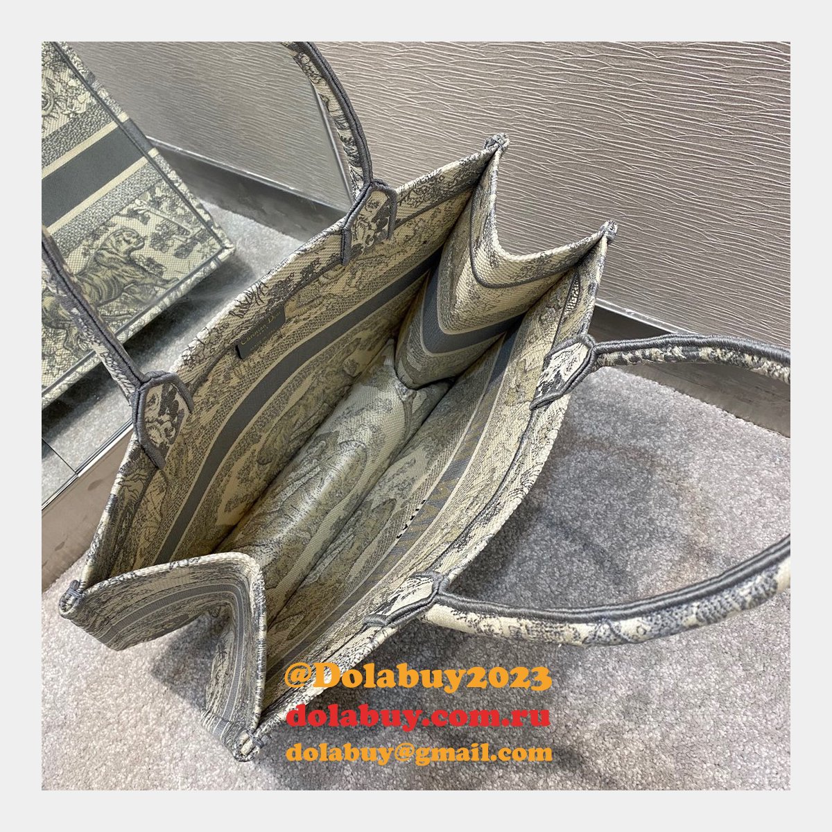Best Christian Dior CD Book Tote Grey Tiger High Quality Bags