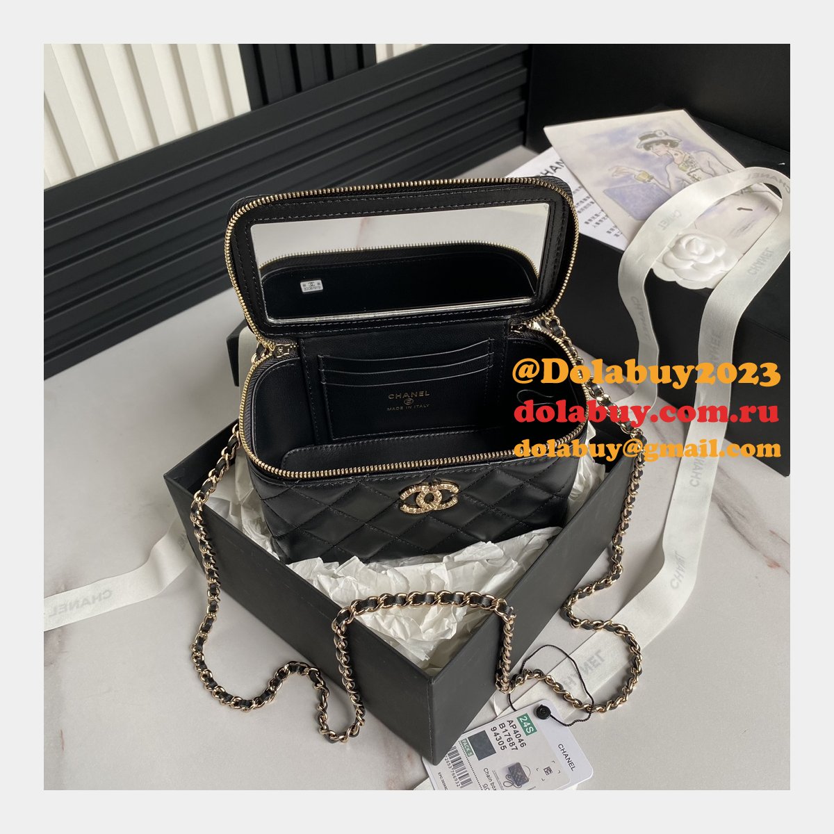 Imposter Designer Handbags Clutch With Chain Vanity AP4046