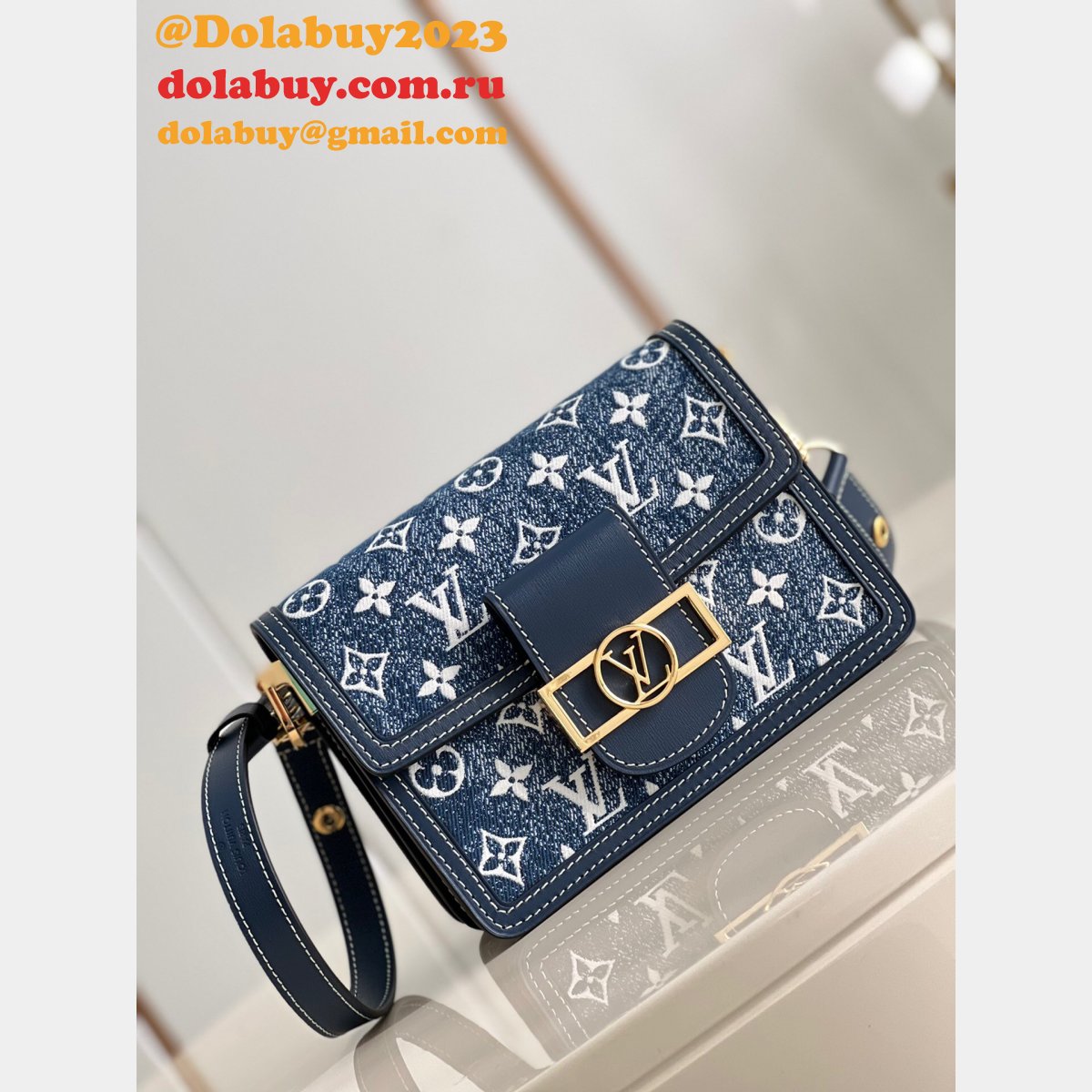 Designer Replica Louis Vuittons Dauphine M59716 Bag Denim Blue 2022