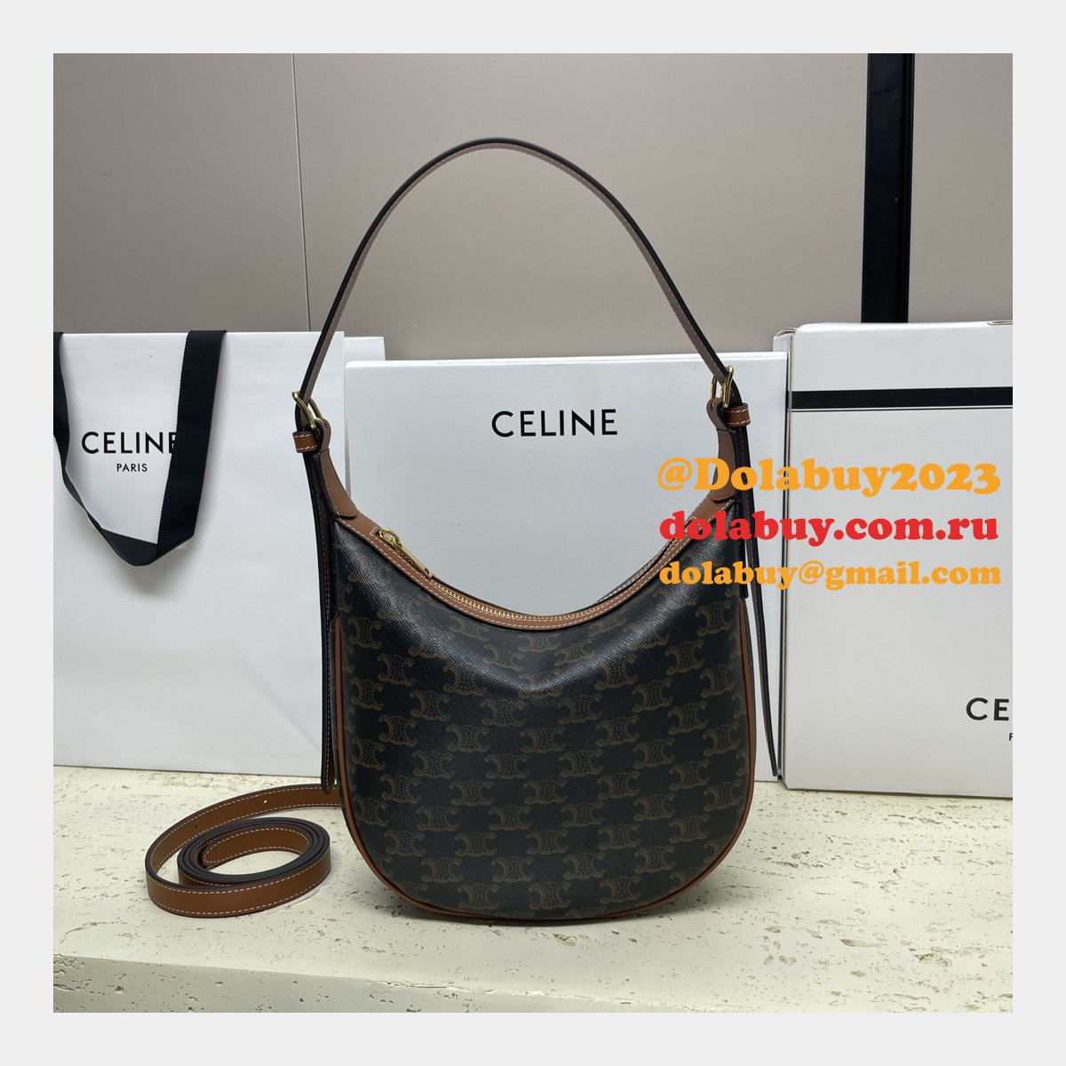 Designer Celine Fake 117253 Heloise Cuir Triomphe Bag