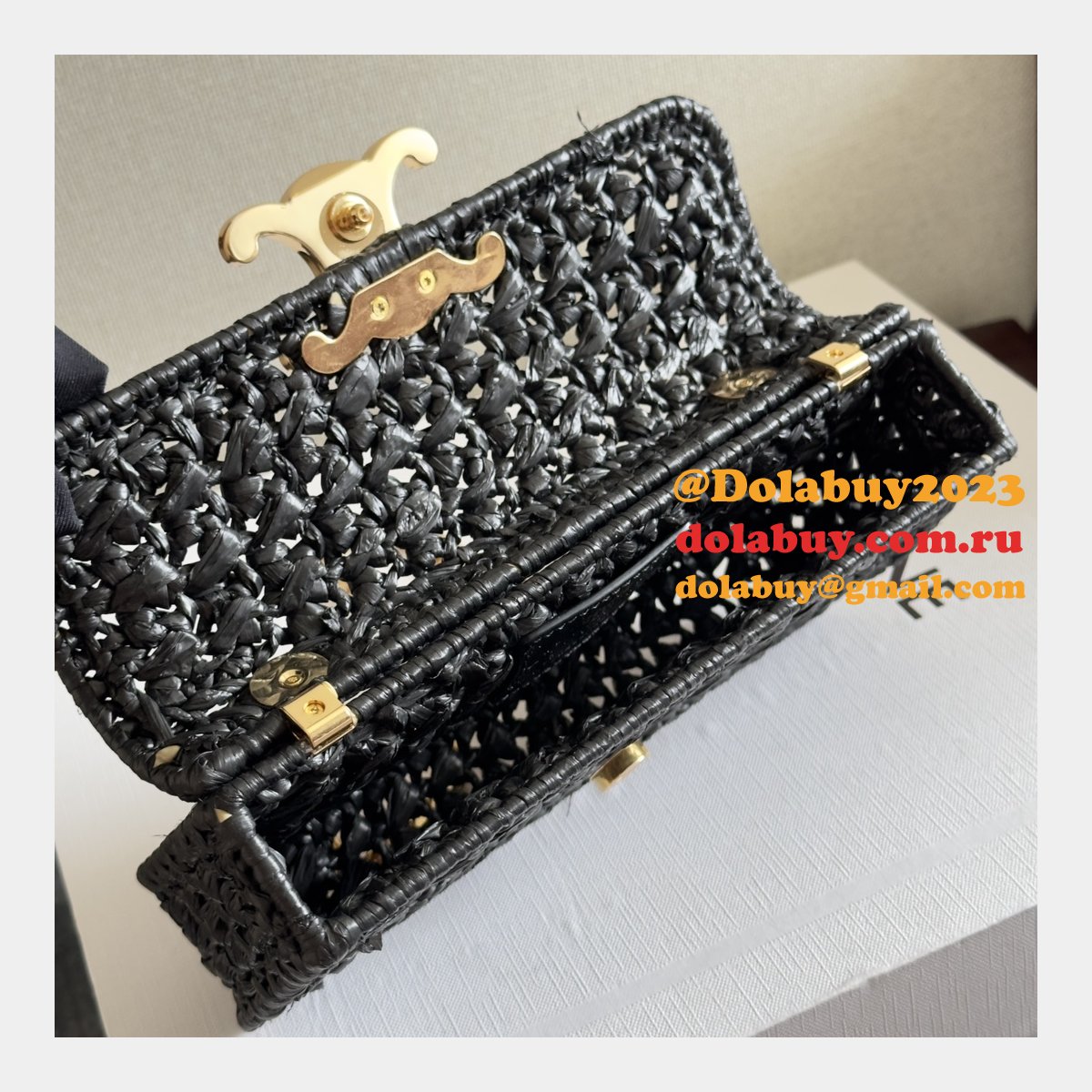 Celine Plein Soleil IN RAFFIA EFFECT TEXTILE SHOULDER BAG