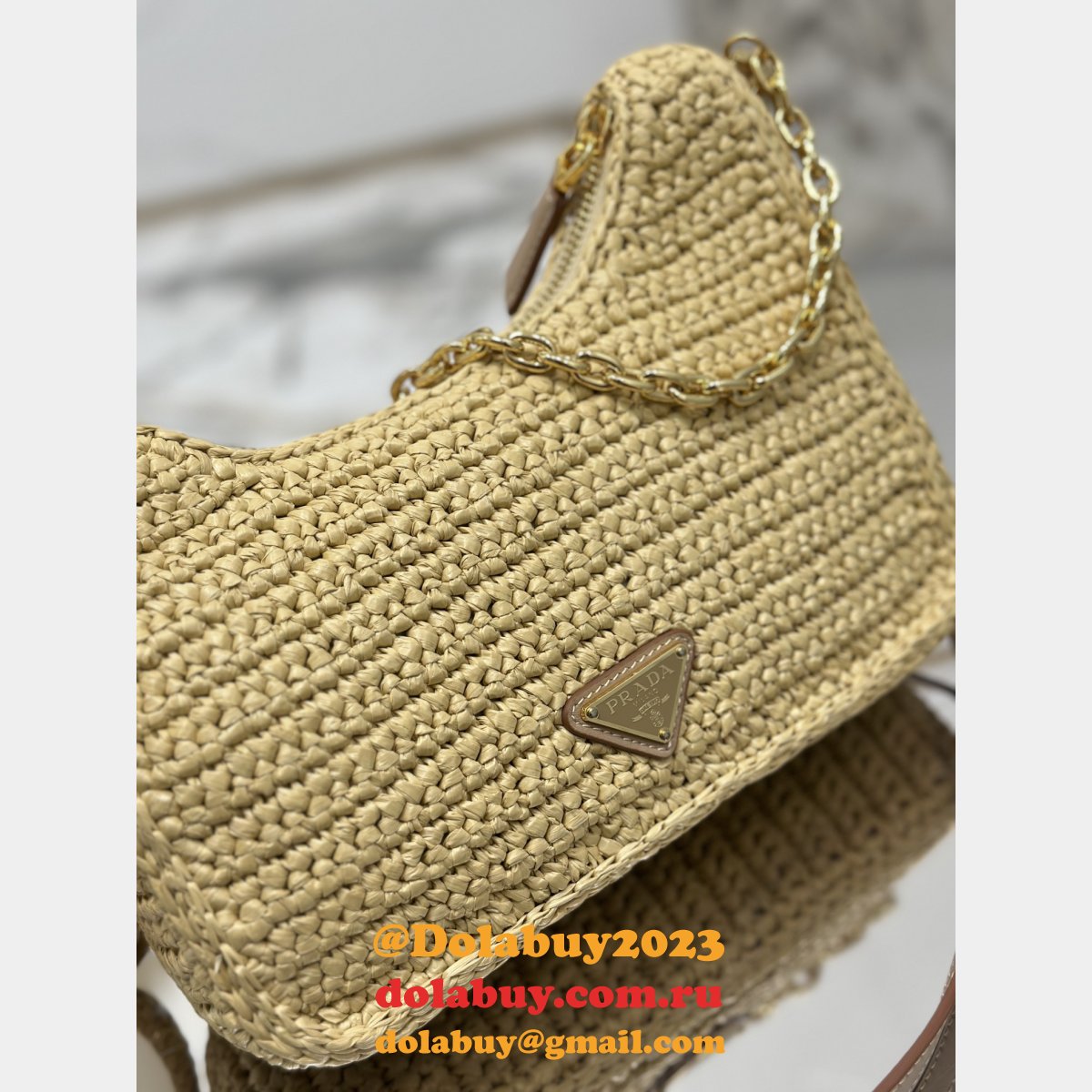 Wholesale Fashion Best Prada Hobo raffia handbag