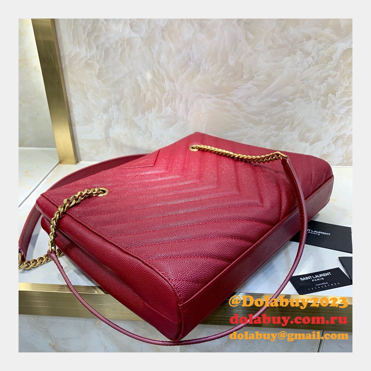 Shop Ysl Replica Saint Laurent Red and Black