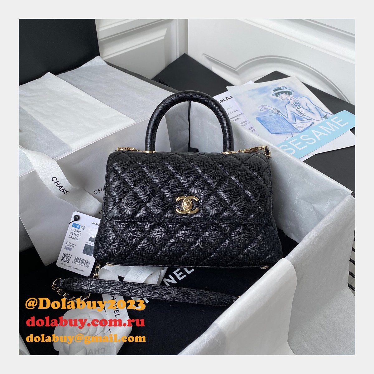 AAA+ CC Grained caviar leather bag A92990 23cm
