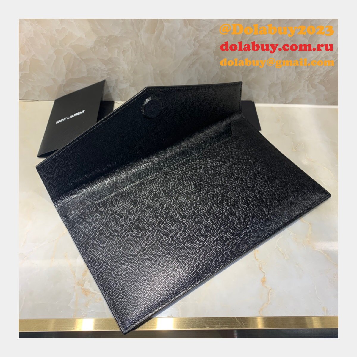 YSL AAA+ CLUTCH IN GRAIN DE POUDRE EMBOSSED LEATHER