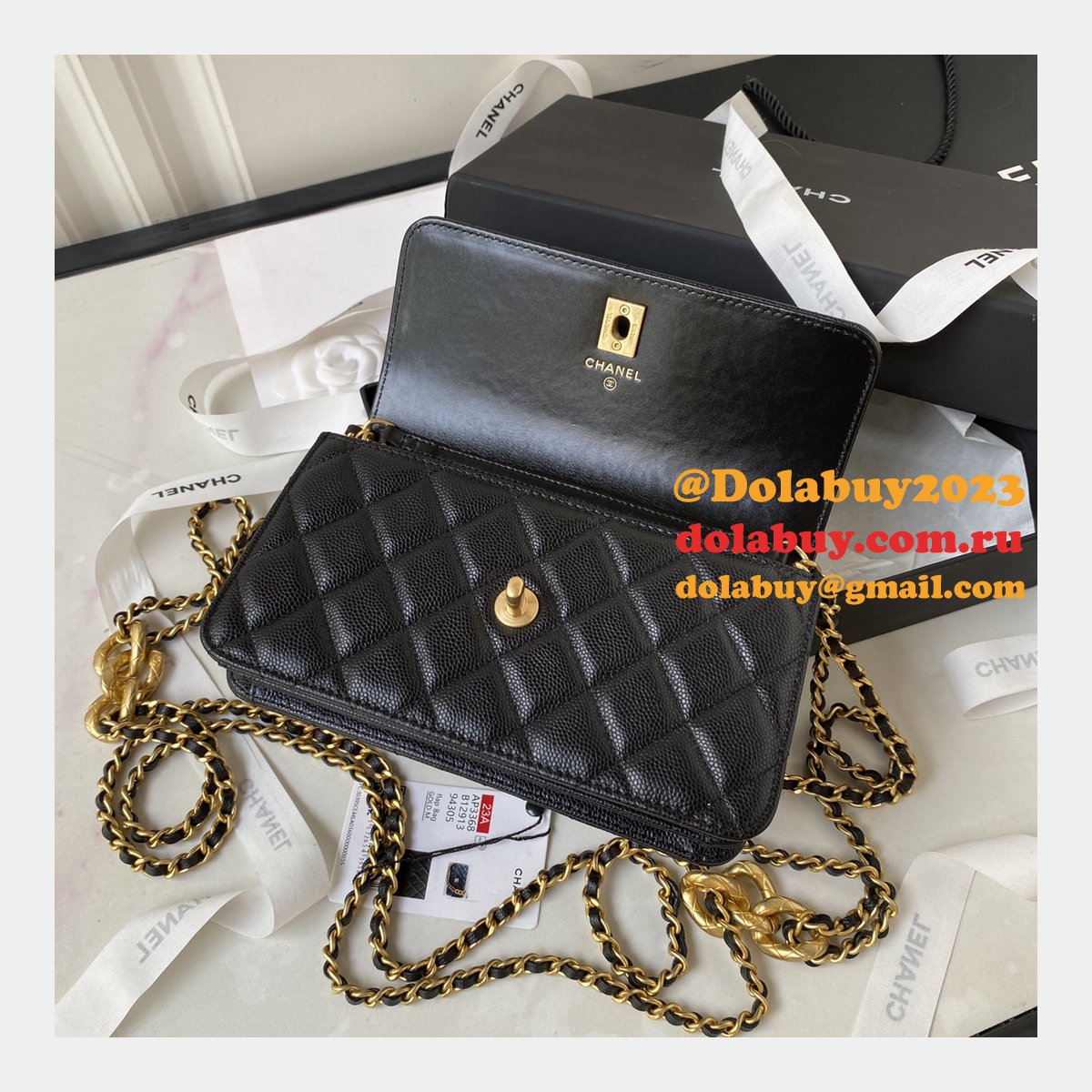 Replica Designer Flap Wallet AP3368 Black Pearly Handbags