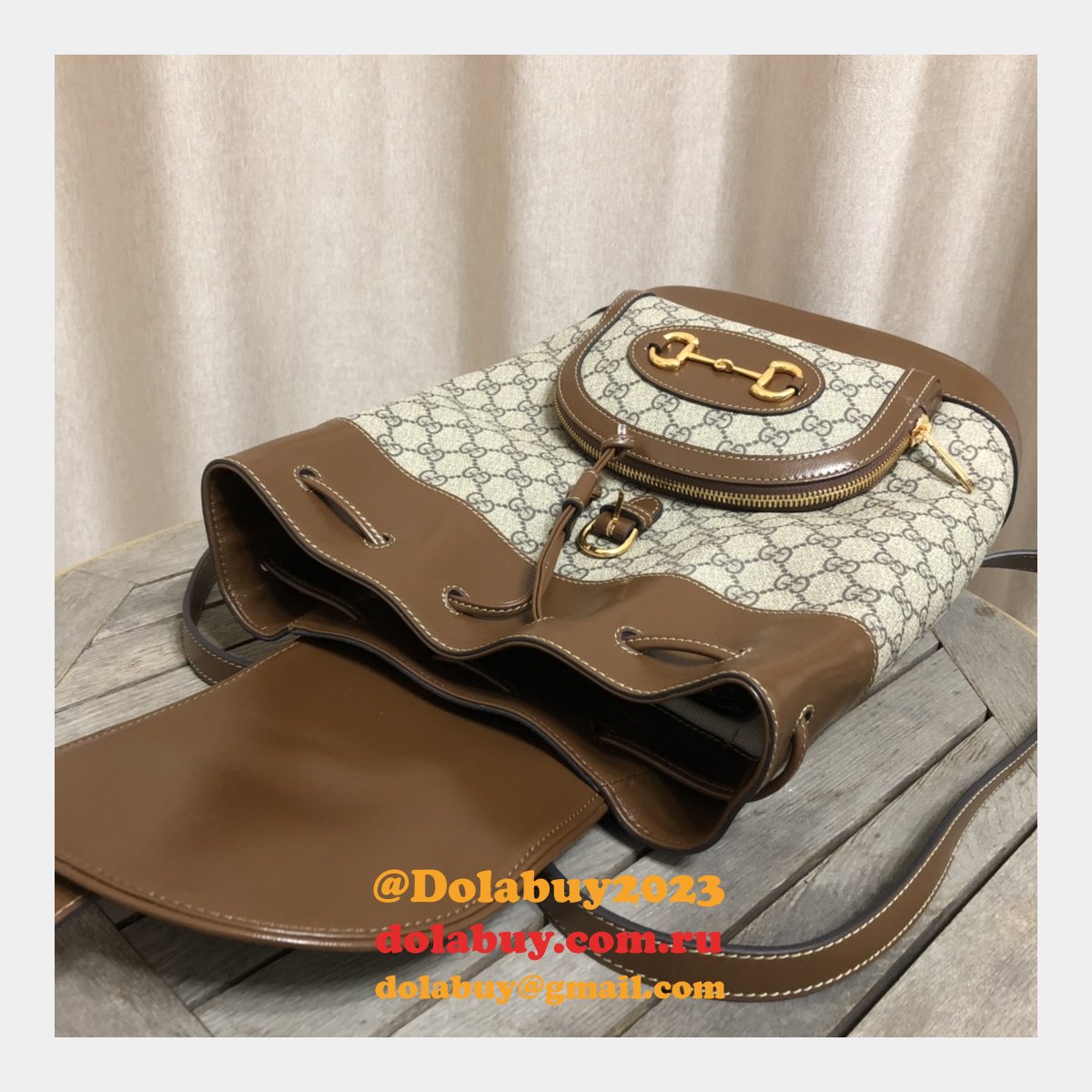 designer G*u*i replica horsebit 1955 backpack beige 620849 bag
