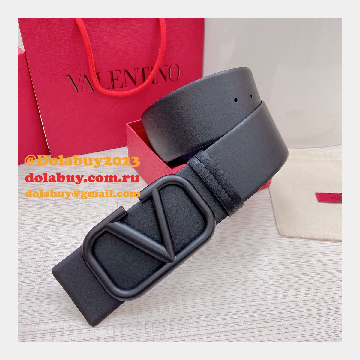 Wholesale Replica Valentino Black/Red Belts