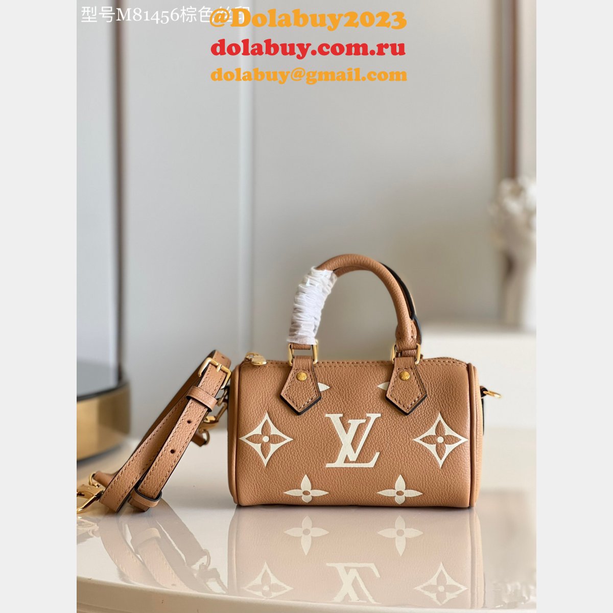 Louis Vuitton M81456 Nano Speedy Bicolor Monogram Empreinte Leather