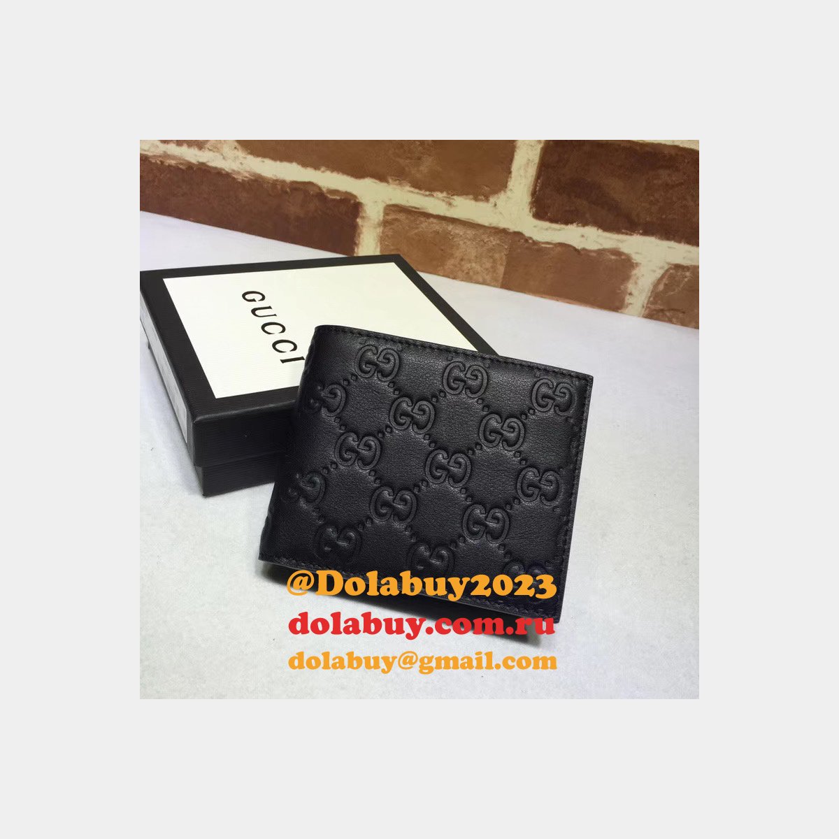 top quality G*u*i replica black G*u*i signature 365466 wallet