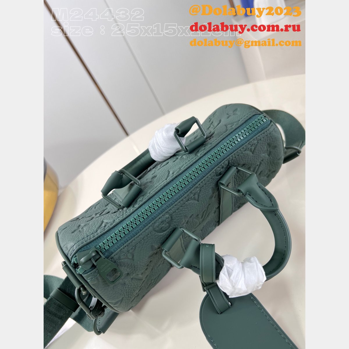 Green Shop Louis Vuitton Replcia Keepall Bandoulière 25 Taurillon Men M24432