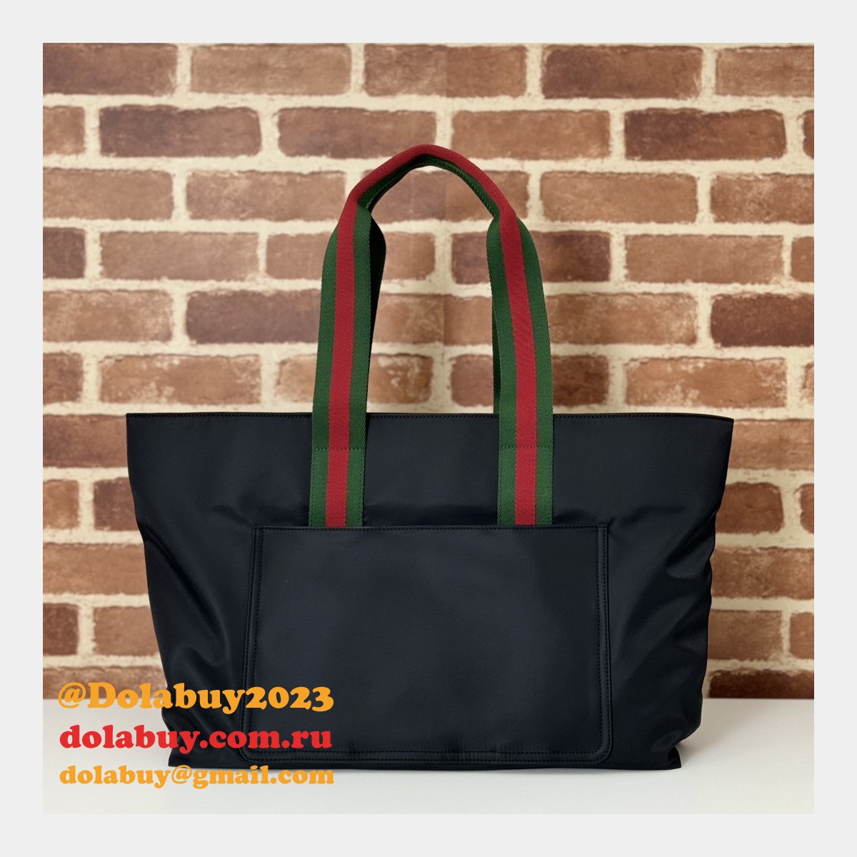 replica G*u*i 7 star 802172 tote bag black nylon