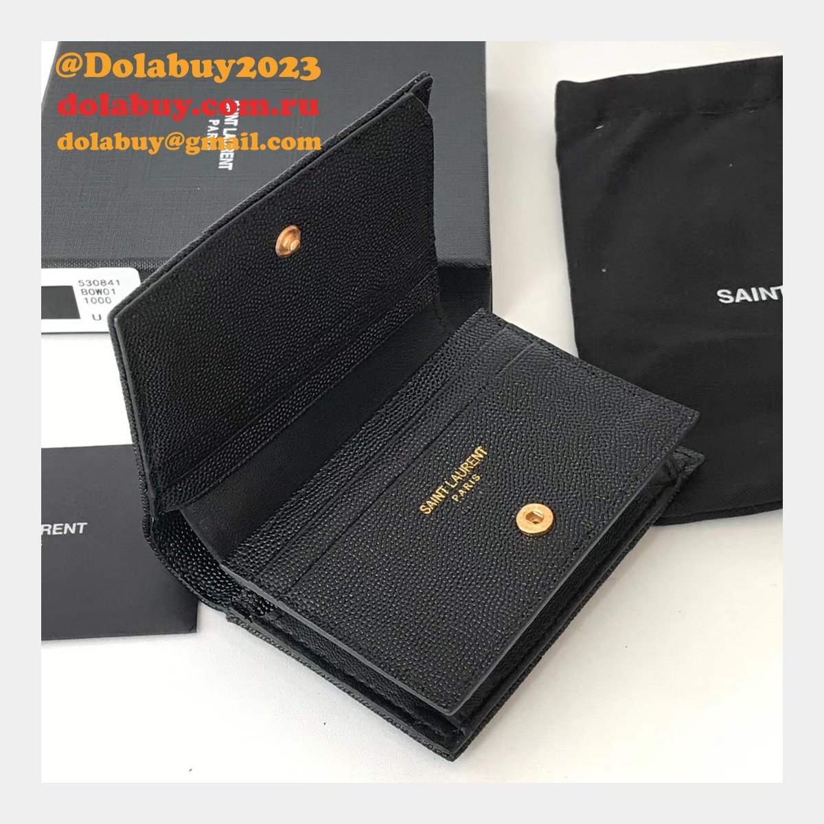 Fake YSL Saint Laurent Short MONOGRAM 459738 Black Wallet