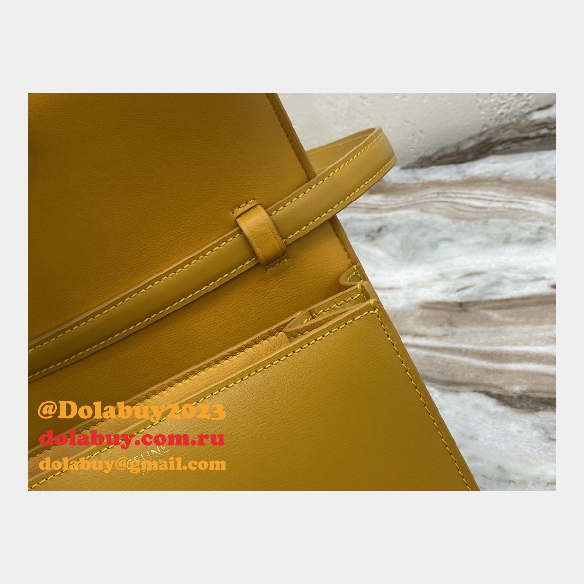 Celine Leather Teen Classic Bag in Yellow