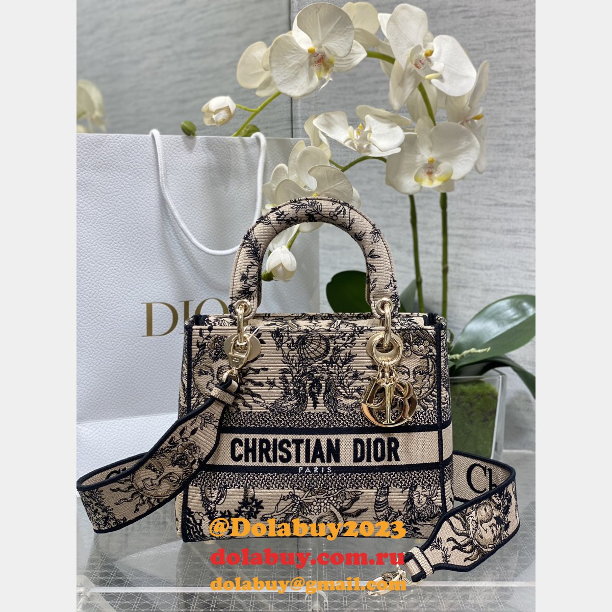 Designer Lady D-Lite Soleil Lady Dior Fake 24cm Bag