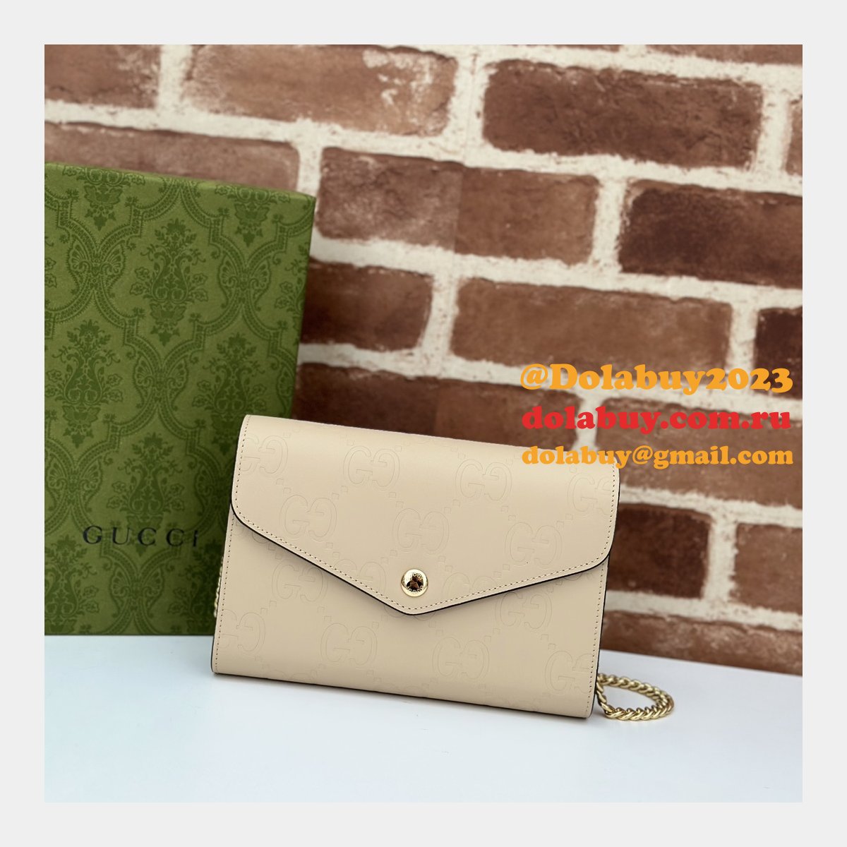 G*u*i copy gg leather chain wallet 1:1 mirror 781555 bag