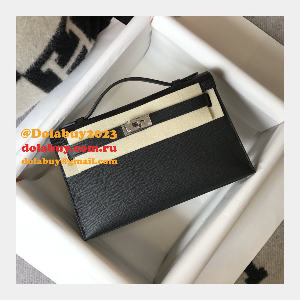 Luxury Hermes EPSOM LEATHER Mini Kelly Pouchette