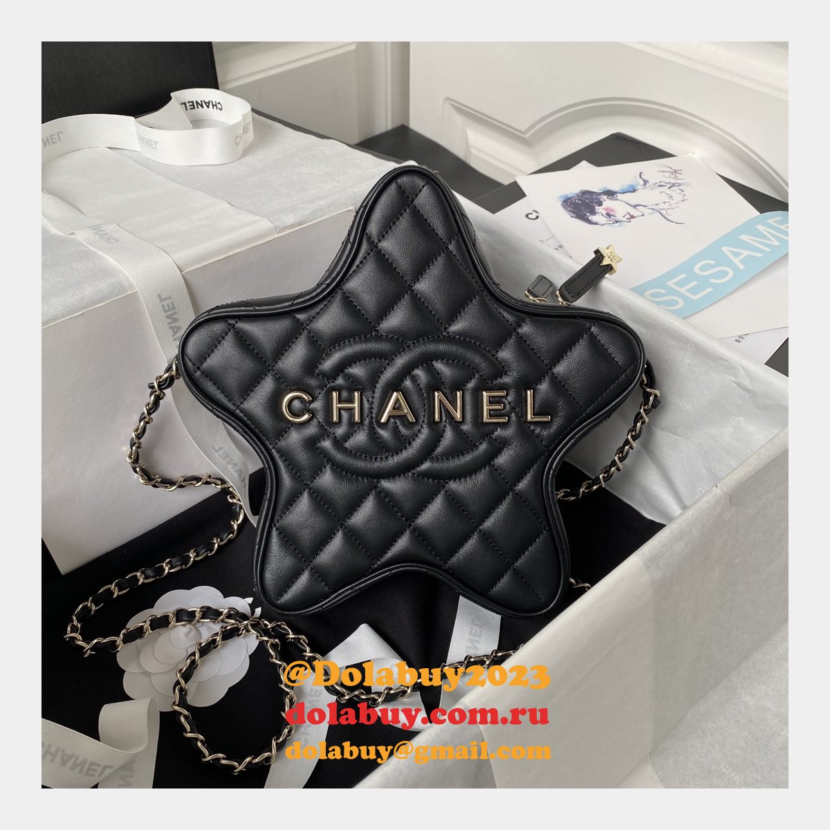 Knockoff AS4579 Star Clutches Black 1:1 Mirror Handbag