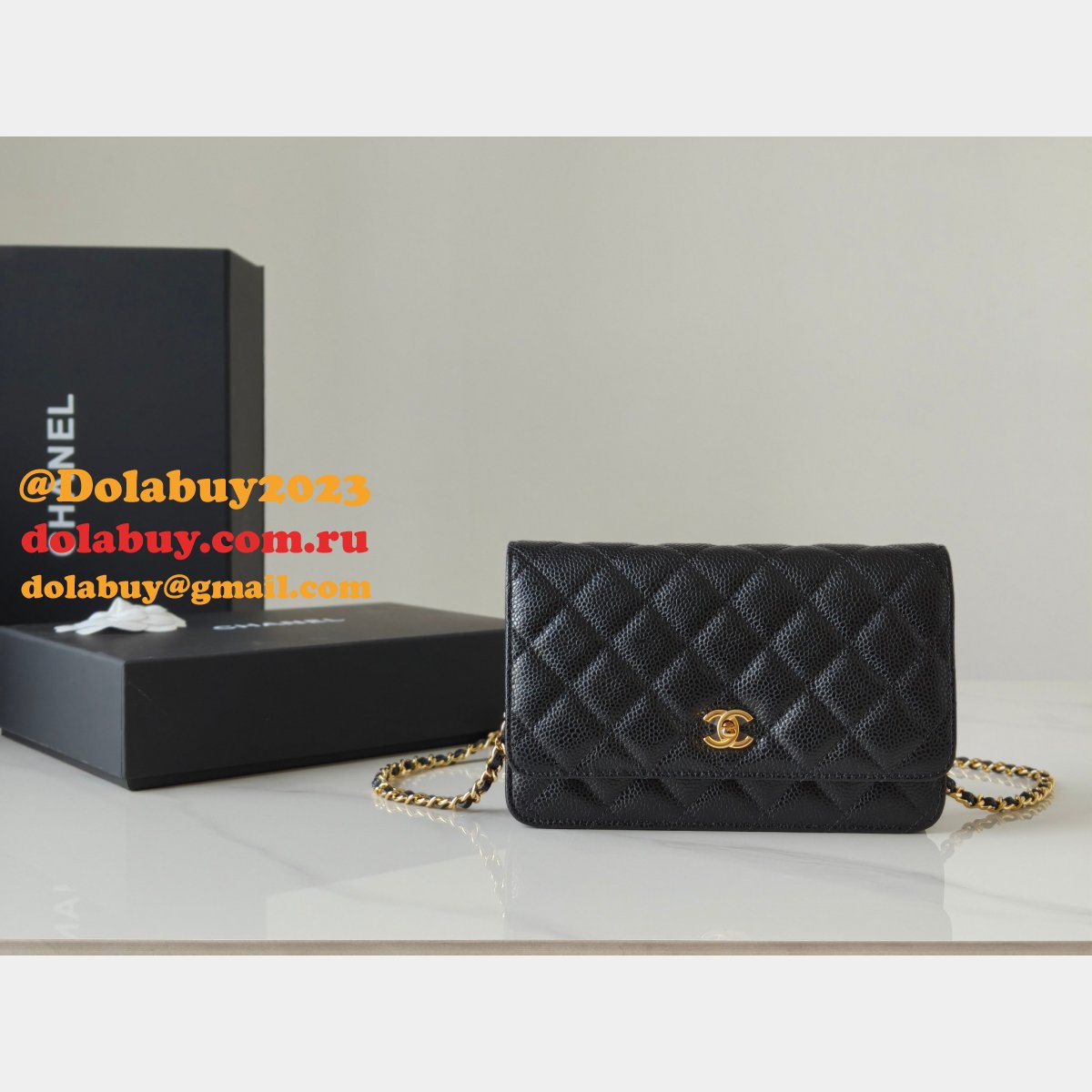 Fashion AP4241 Chain Wallet Knockoff Black Bag