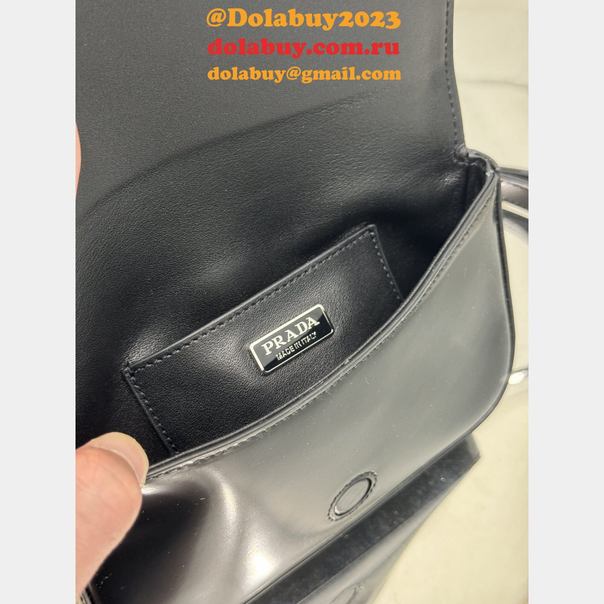 Black Brushed Shoulder Strap Prada 2VD061 Replica Designer Bag