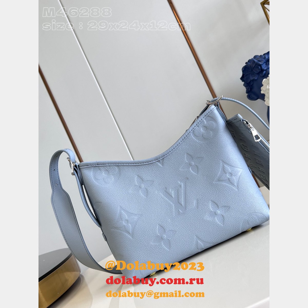 Designer Louis Vuitton CarryAll M46288 Top Quality Embossing Blue Bag