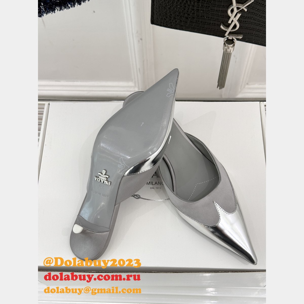 Designer Prada Satin Mules FROM THE RUNWAY