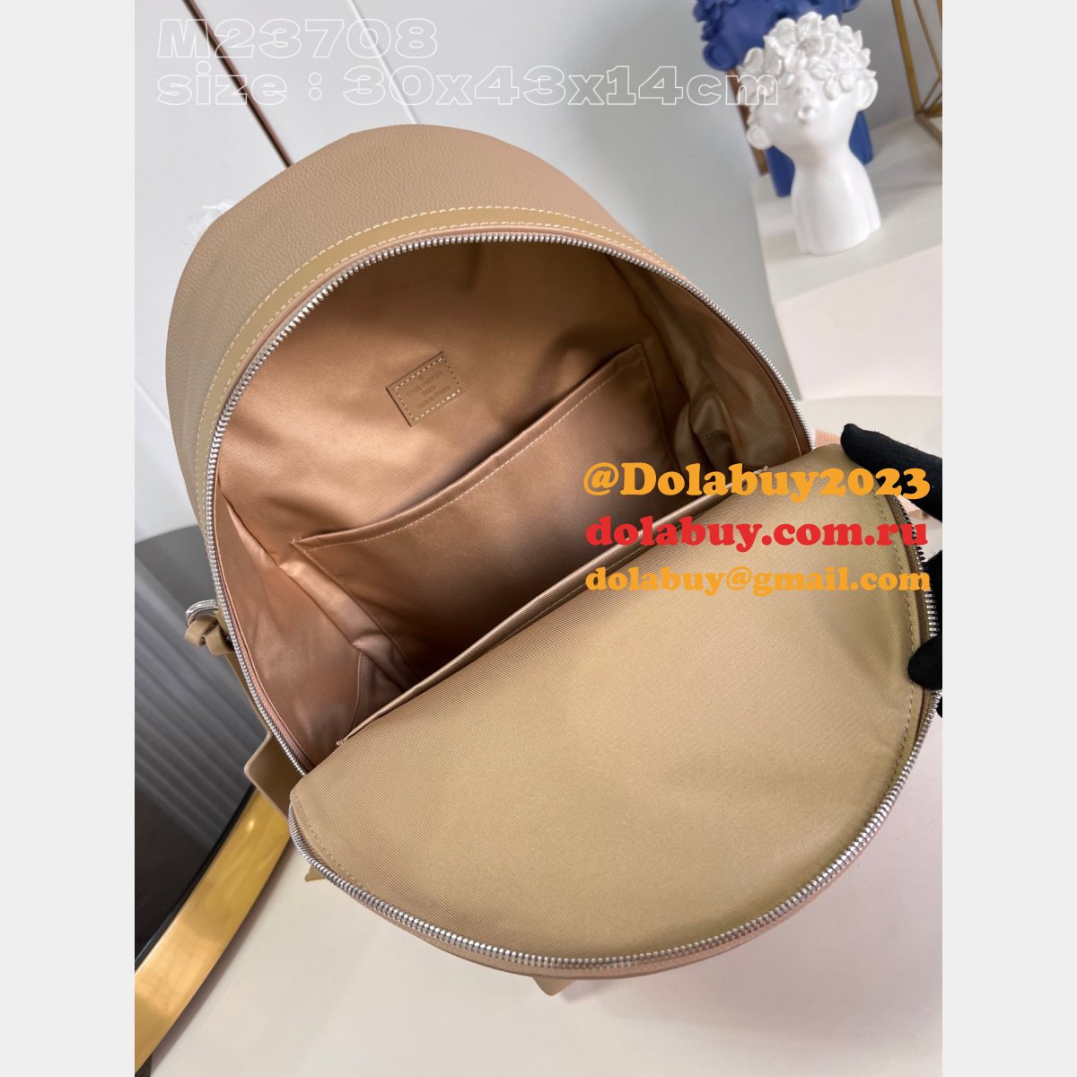 Takeoff Backpacks LV Aerogram Men Fake M23708 Louis Vuitton Sable Beige Bag