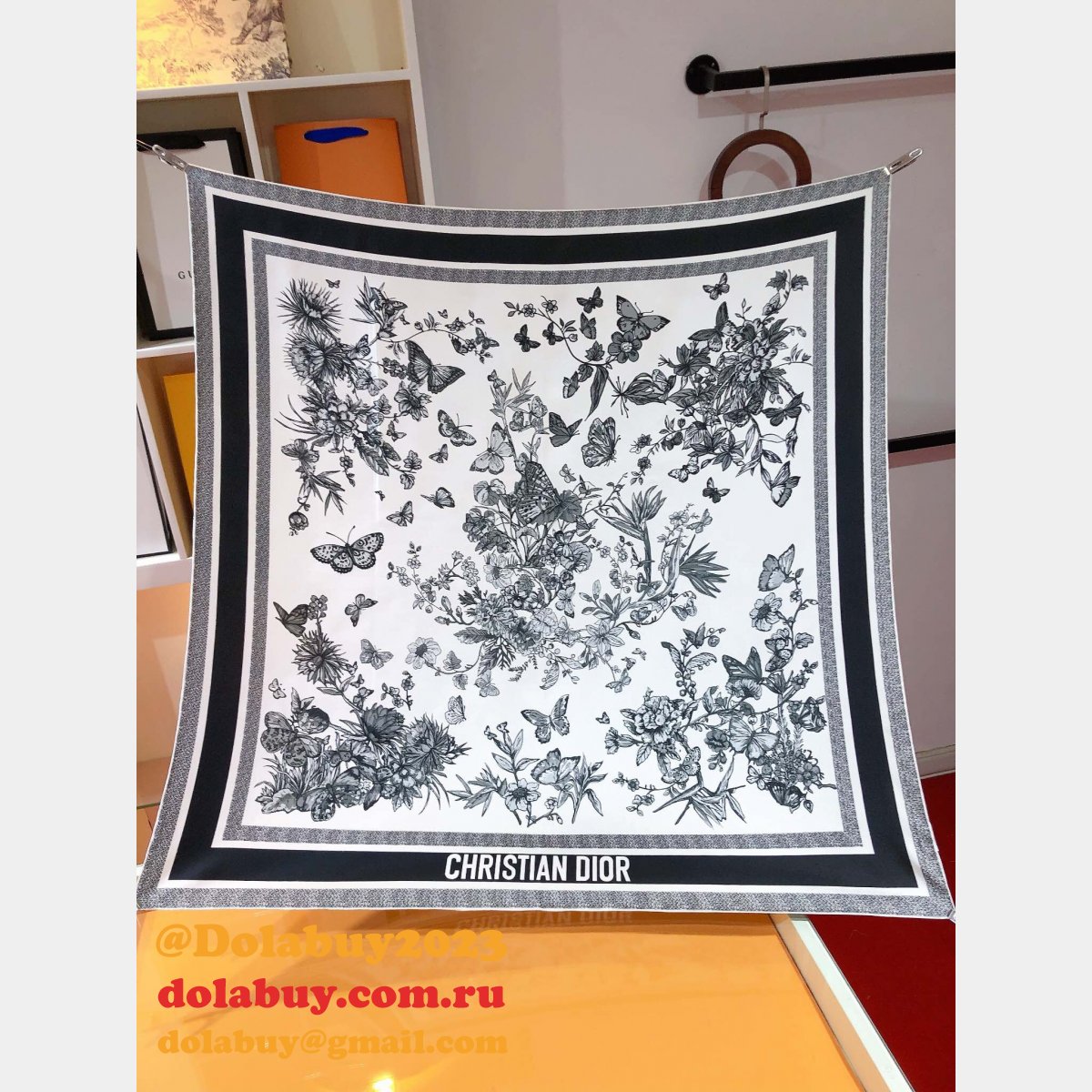 Luxury DIOR Mexico AND Butterfly Silk twill SCARF