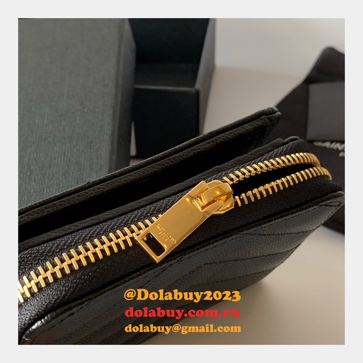 AAA+ Saint Laurent monogram compact zip around wallet black