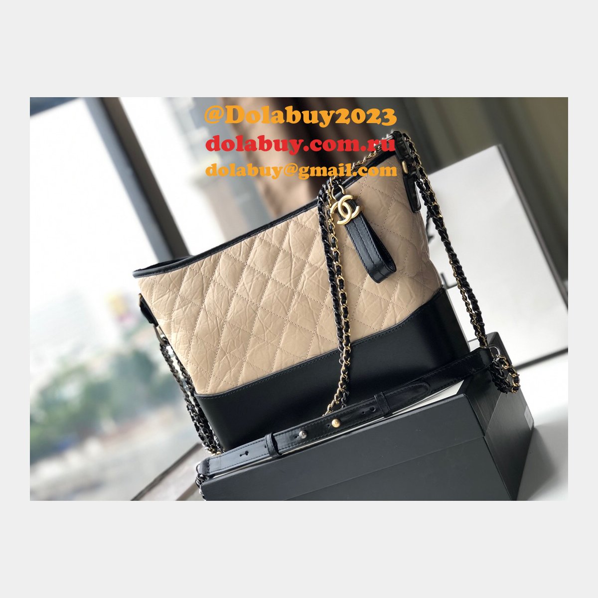 Best CC Gabrielle hobo bag 28cm Black Apricot