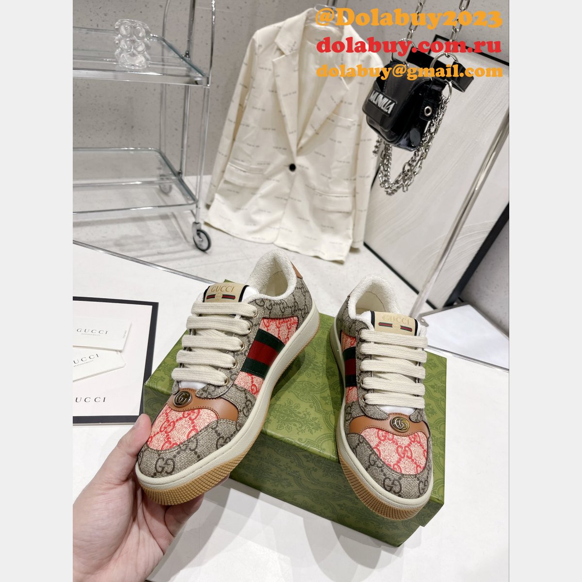 G*u*i dirty embroidery cowhide shoes replica shop