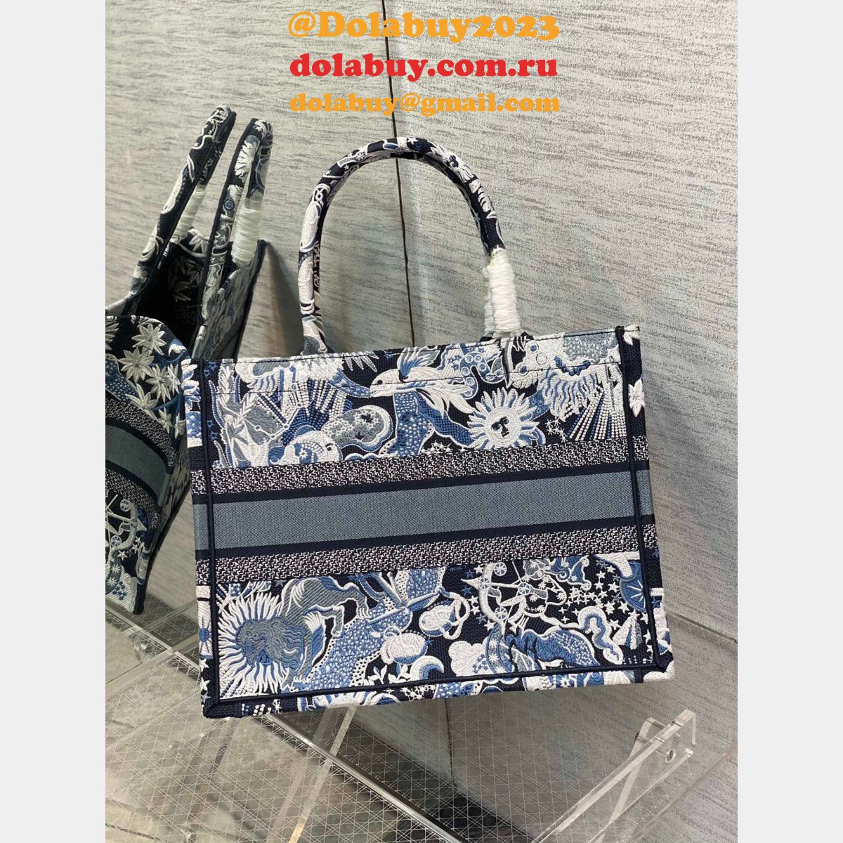 First Top Leather Fake Dior Designer CD Book Tote 36/41.5CM Bag