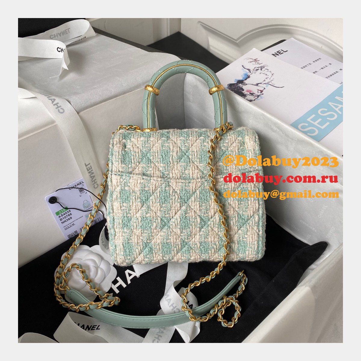 New 1:1 Mirror Flap Bag AS4035 Top Handle Luxury