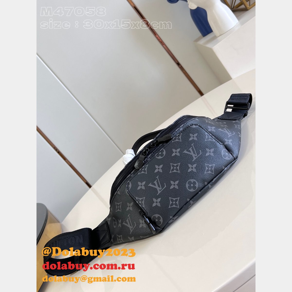 Louis Vuitton M47058 Rush Bumbag Black Flowers Shadow Fake Bag