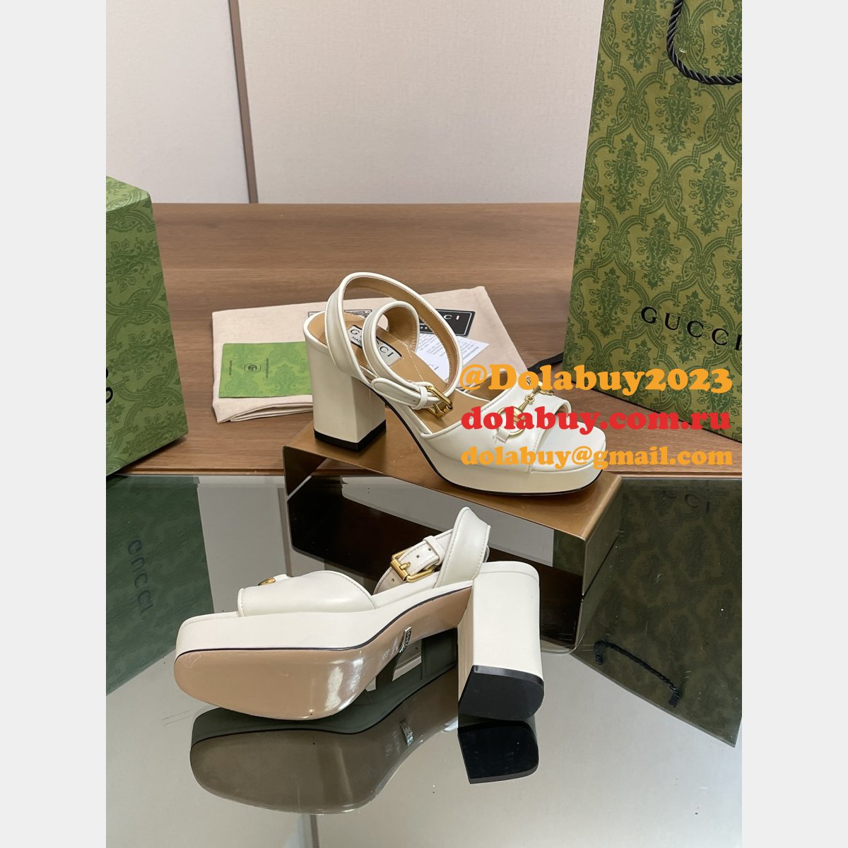 duplicate G*u*i lady horsebit-detailed leather sandals