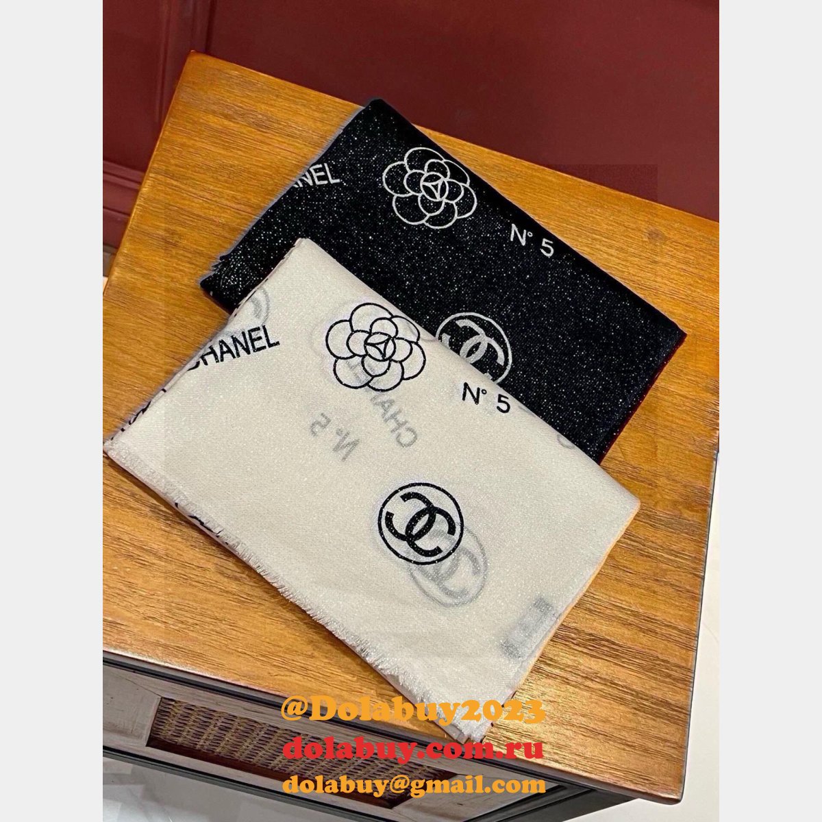 Designer Chanel Camellia Cashmere Scarf Top