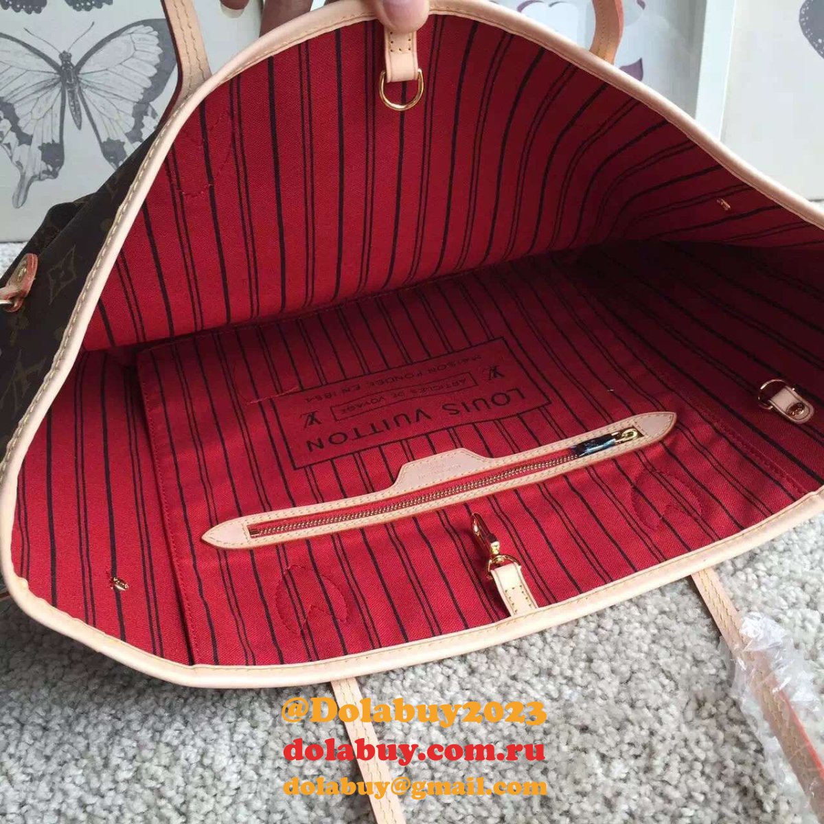Louis Vuitton Top Quality Neverfull MM monogram 32CM Red