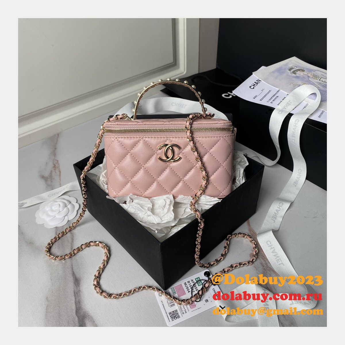 Best AP3956 Vanity Shoulder 1:1 Mirror Luxury Fake Bags