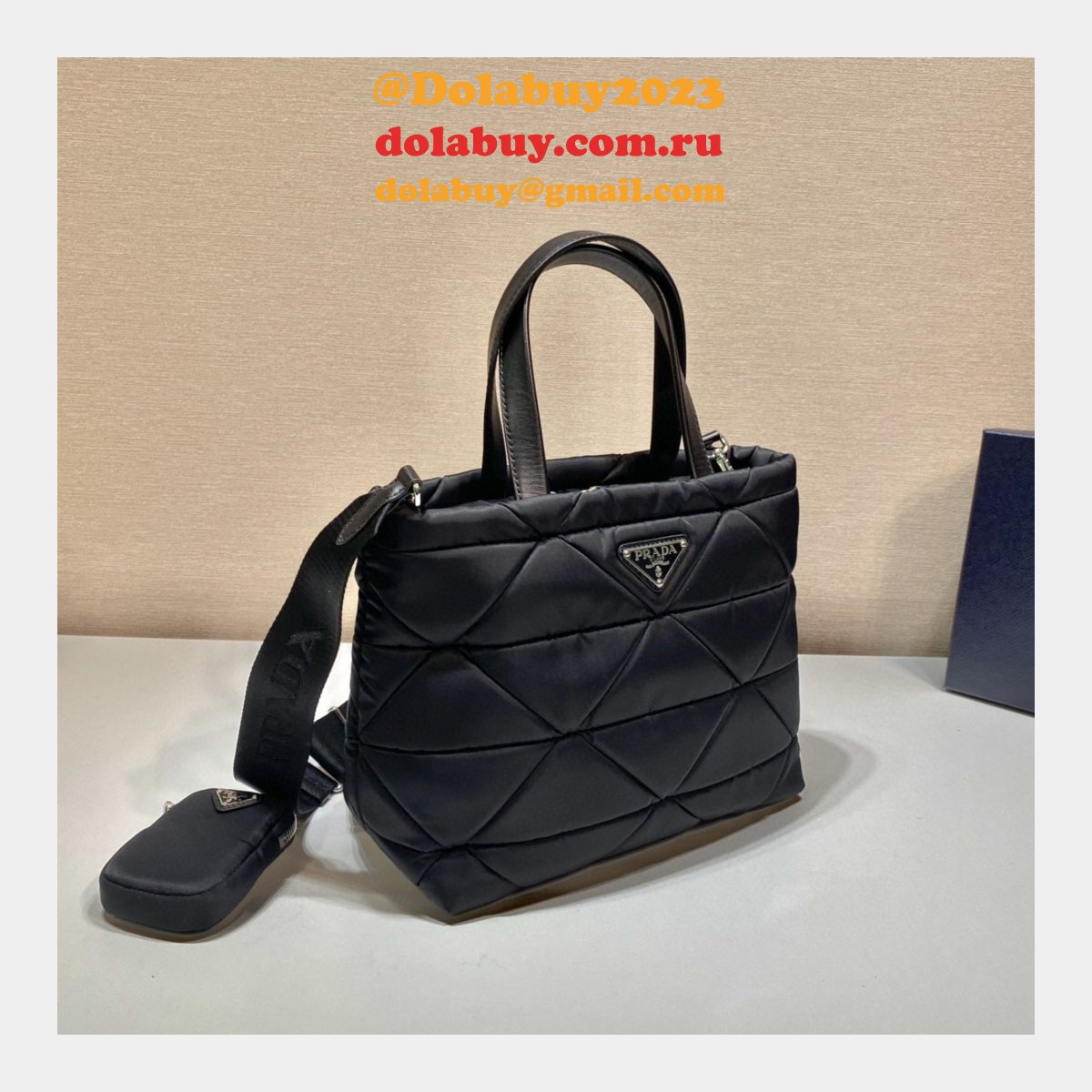 Buy Prada Replica Shoulder 1BG380 Black Handbags