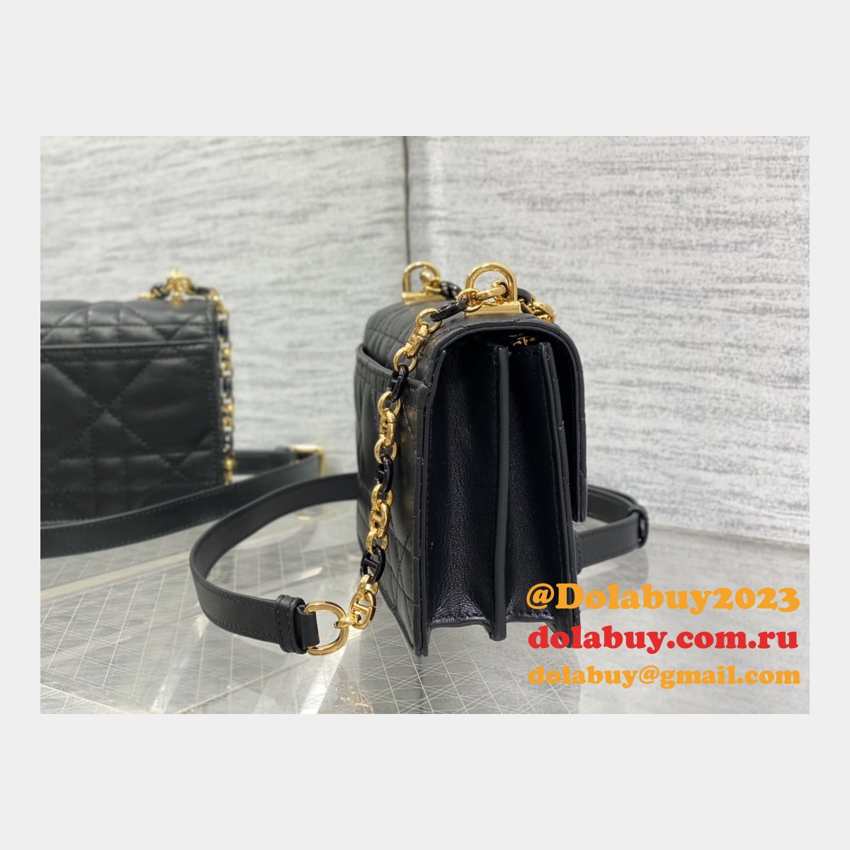 Top Quality 9277 Christian Dior 1:1 Mirror Knockoff Caro Black Bag
