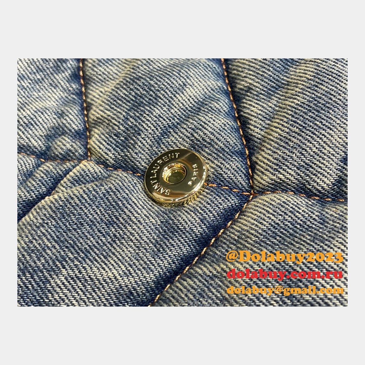 Saint Laurent Cheap Toy Loulou Puffer Matelassé Denim Bag