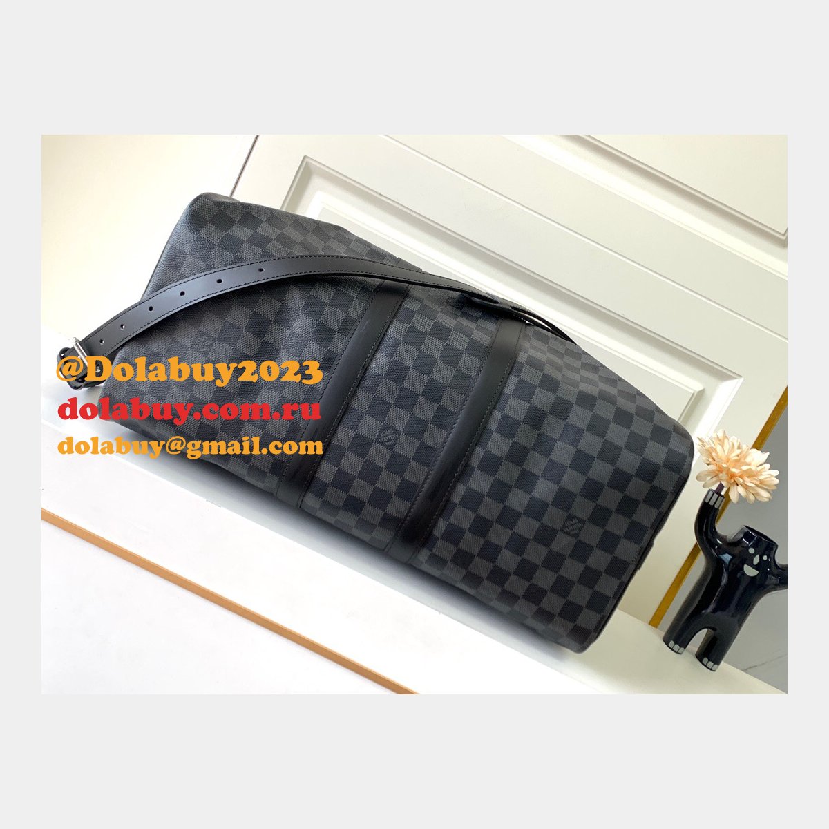 LV Keepall Replica Keepall Bandouliere N41418/N41416/N41413 Damier Graphite Canvas