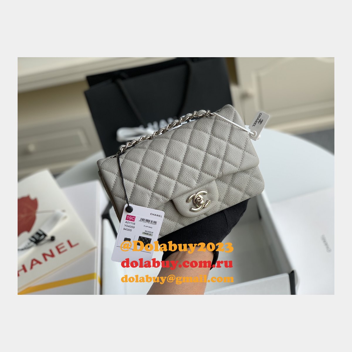 Best Chane Fake Caviar Calfskin Classic Flap Bag 1116 20CM