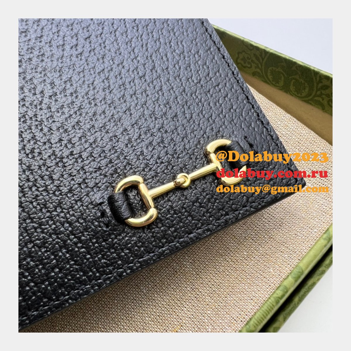 G*u*i fake 708554/700464 wallet folio horsebit black designer bag