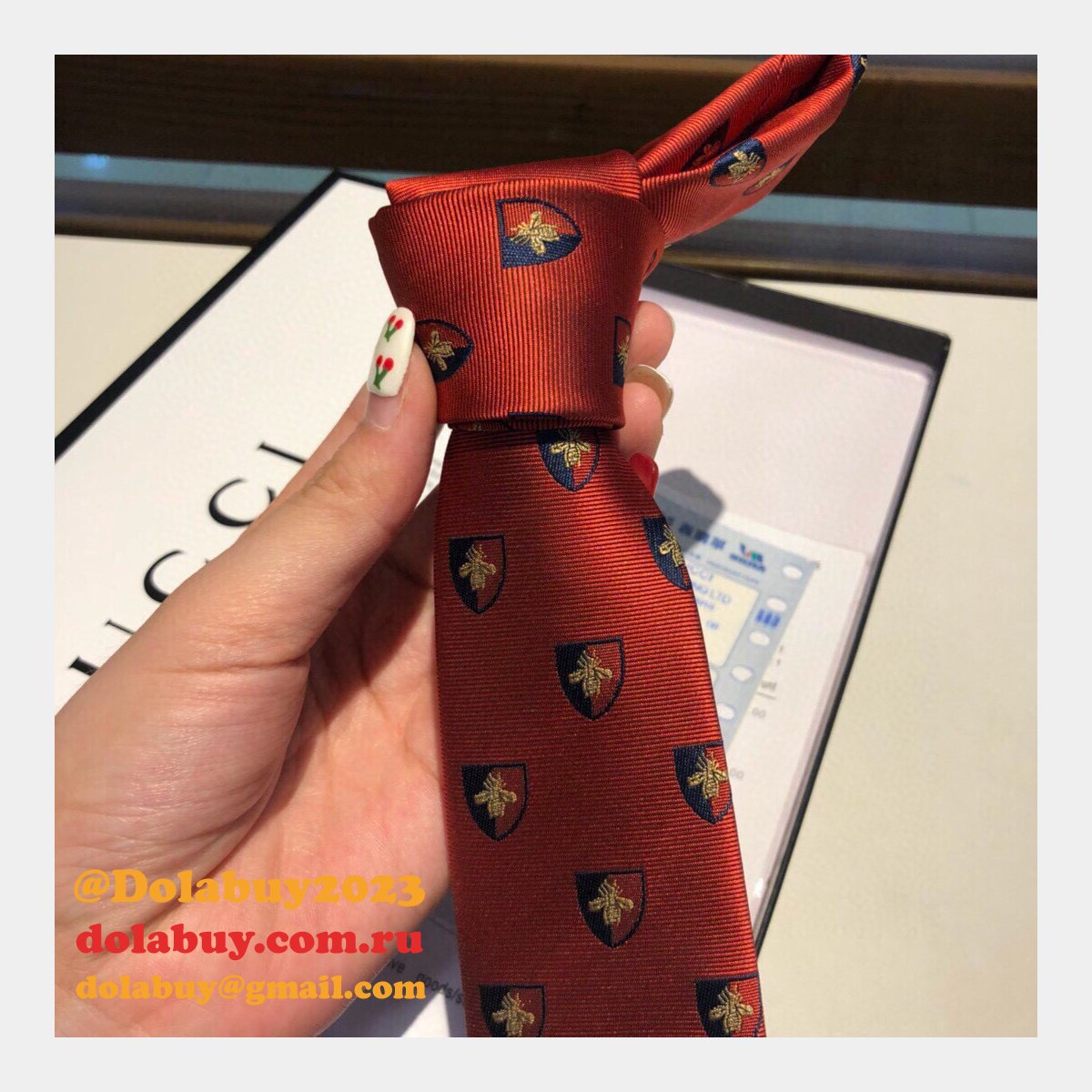 G*u*i silk tie jacquard crafts insect pattern