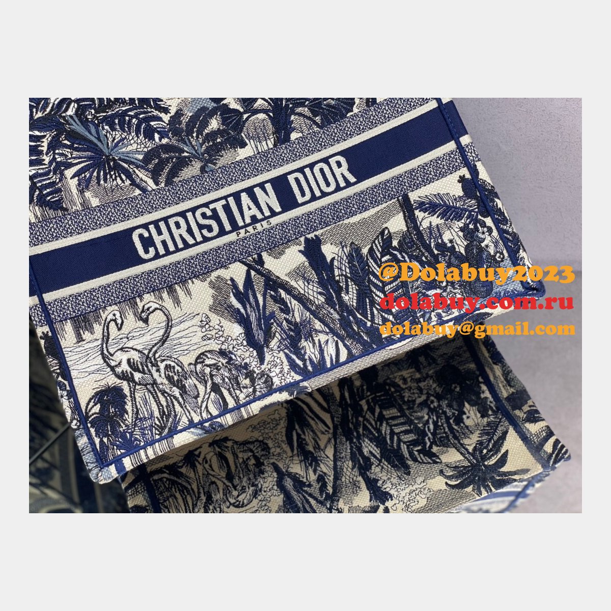 Dior CD Book Tote Top Quality Oblique Embroidery